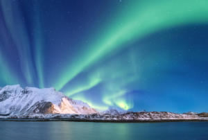 Aurora boreale da una nave Hurtigruten-Norvegia