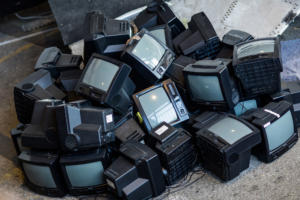 Pile of tv monitors by Bernd Reiter
