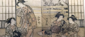 Donne a confronto nelle case da tè-1776- Xilografia policroma su carta da gelso-Shigemasa Kitao e Shunsho Katsushika-Arte giapponese